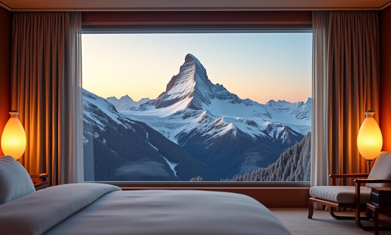Luxuriöses Hotelzimmer mit Panoramablick auf das Matterhorn in Zermatt